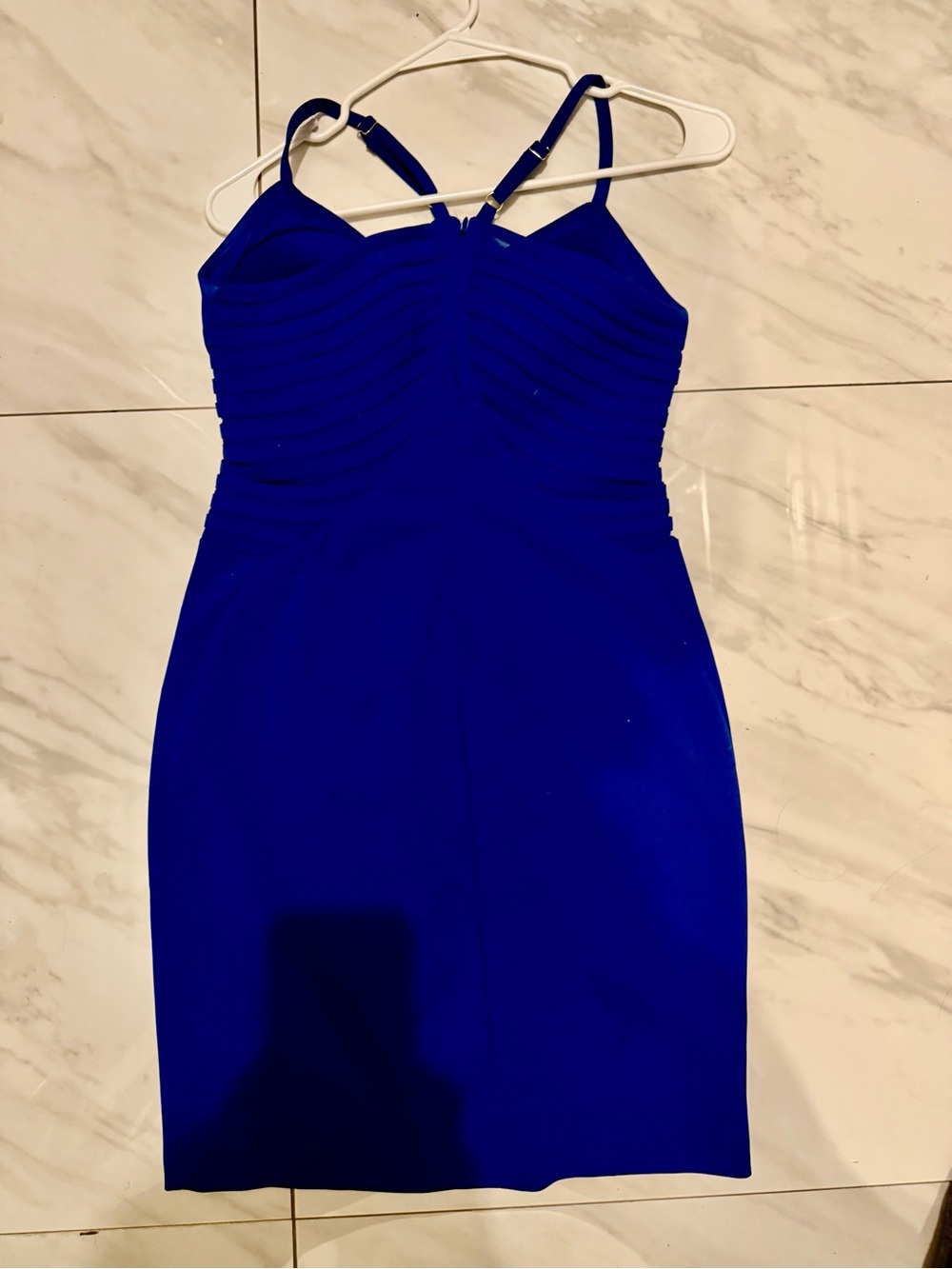Guess Cobalt Blue Ruched Bodice Mini Dress
